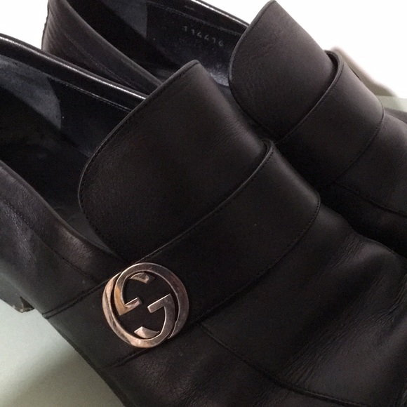 Gucci Black Leather Slip On Dress Loafers - Picture 9 of 10